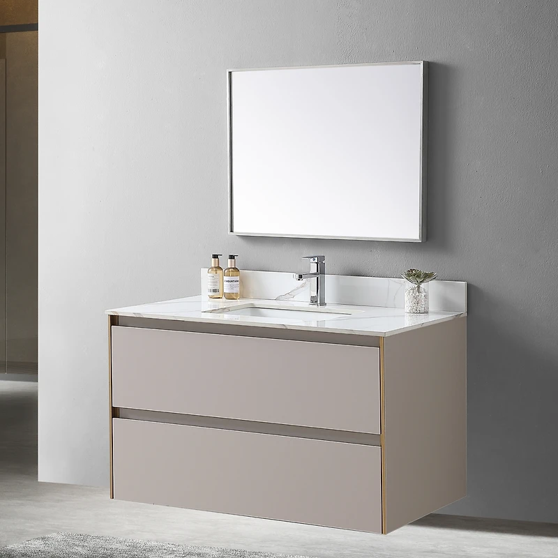 Streamdale Furniture Carrara Gold Sintered Stone Vanity Top with Ceramic Sink (43x22")