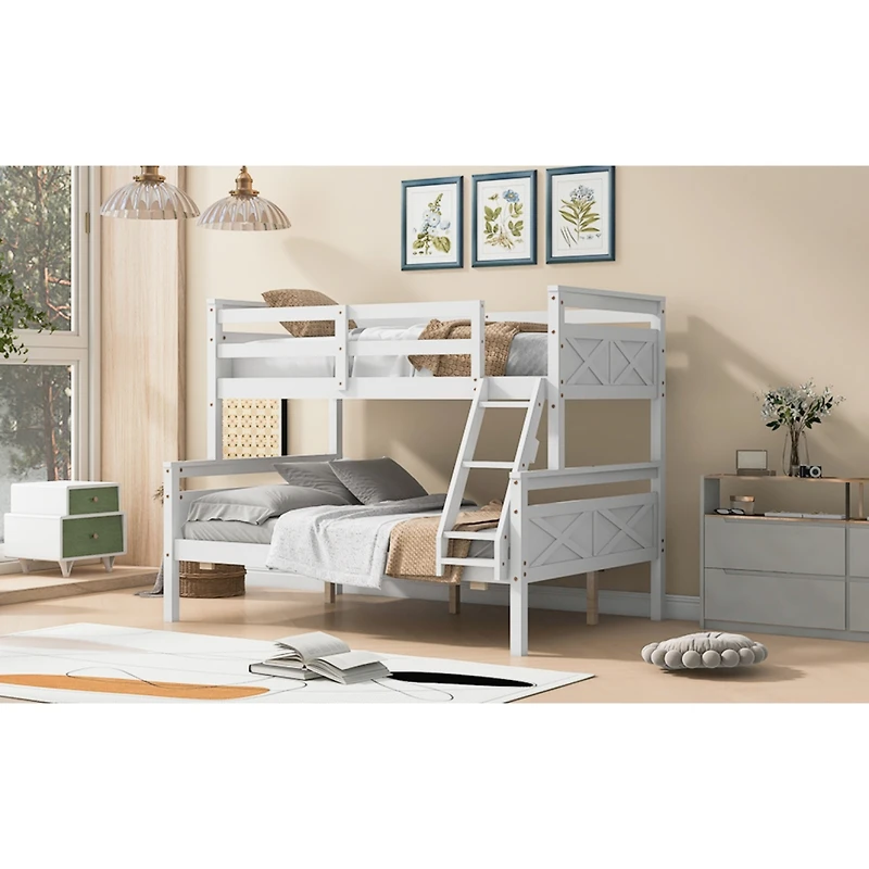 Streamdale Twin/Full Bunk Bed with Guardrail, Gray