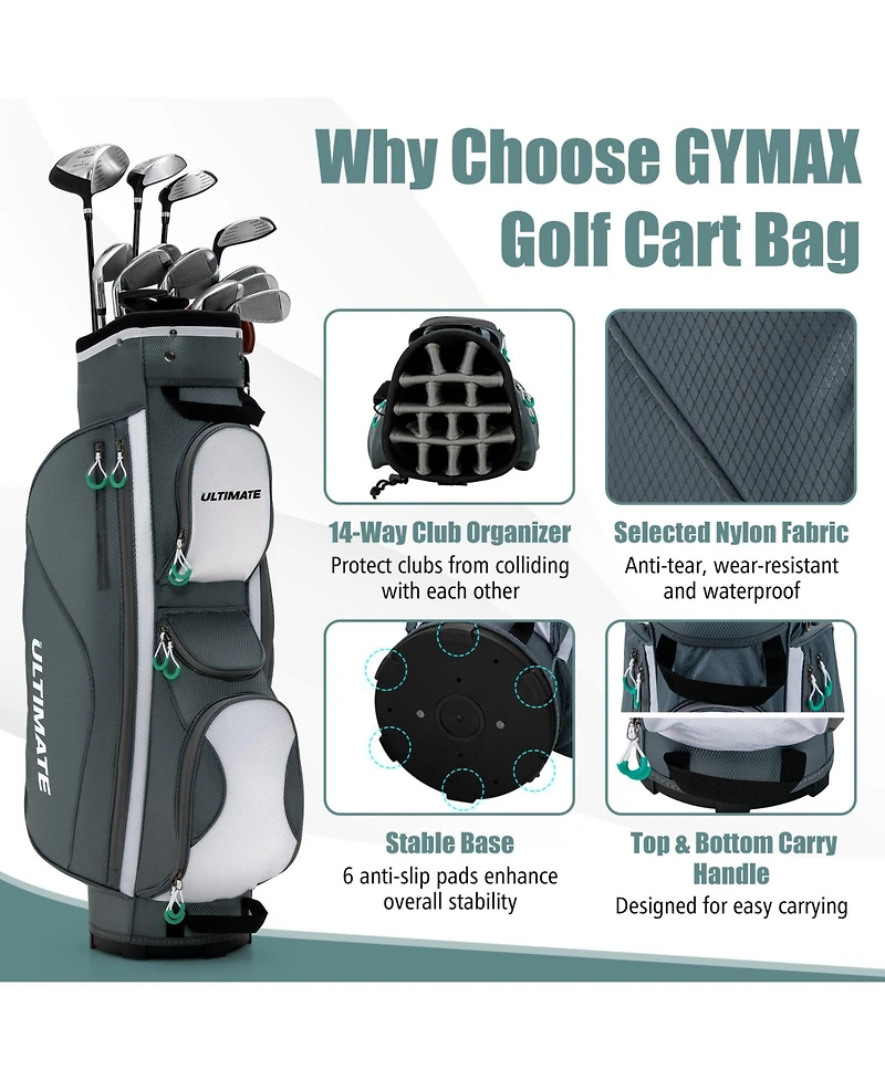 Givimo 14 Dividers Golf Cart Bag with 7 Zippered Pocket