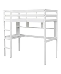 Streamdale Furniture Twin Loft Bed with Desk, Bookcase, and Guardrails in White
