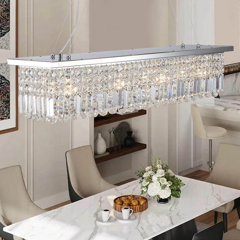Streamdale Modern Rectangle Raindrop Chandelier for Dining Room
