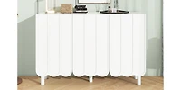 Simplie Fun Black Cream Style Minimalist Shoe Cabinet with Wave Doors