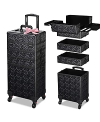 Byootique 4in1 Rolling Makeup Train Case Cosmetic Organizer Wheel Mermaid Black