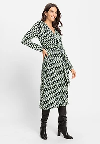 Olsen Women's Faux Wrap A-Line Retro Print Dress