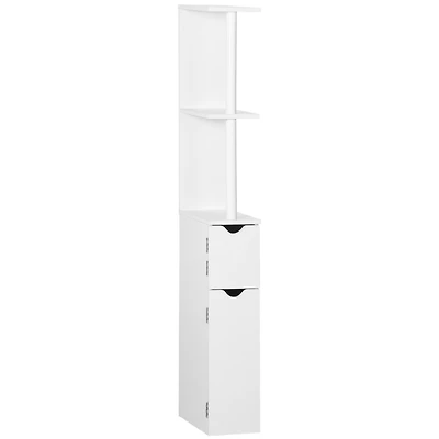 Tall Bathroom Storage Cabinet with Open Shelves and Doors