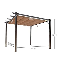 10' Retractable Pergola Canopy with Aluminum Frame