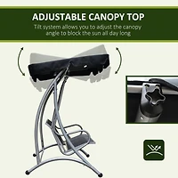 3-Seat Outdoor Canopy Swing with Adjustable Shade