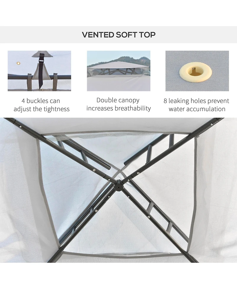 Patio Gazebo with 2-Tier Roof and Netting (9.6'x9.6')