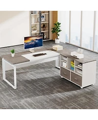 Tribesigns 63" Modern Conference Table with Splicing Board, 5FT Meeting Tables for Home Office, Business Training Seminar Stylish Meta