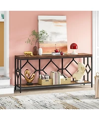 Tribesigns 71 Inch Extra Long Sofa Table, Narrow Console Tables Behind Couch Table with Open Storage Shelf