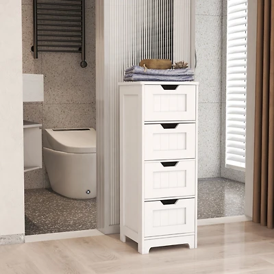 White 4-Drawer Storage Cabinet for Bathroom, Living Room, Kitchen