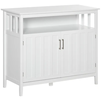 White Buffet Cabinet with Adjustable Shelves