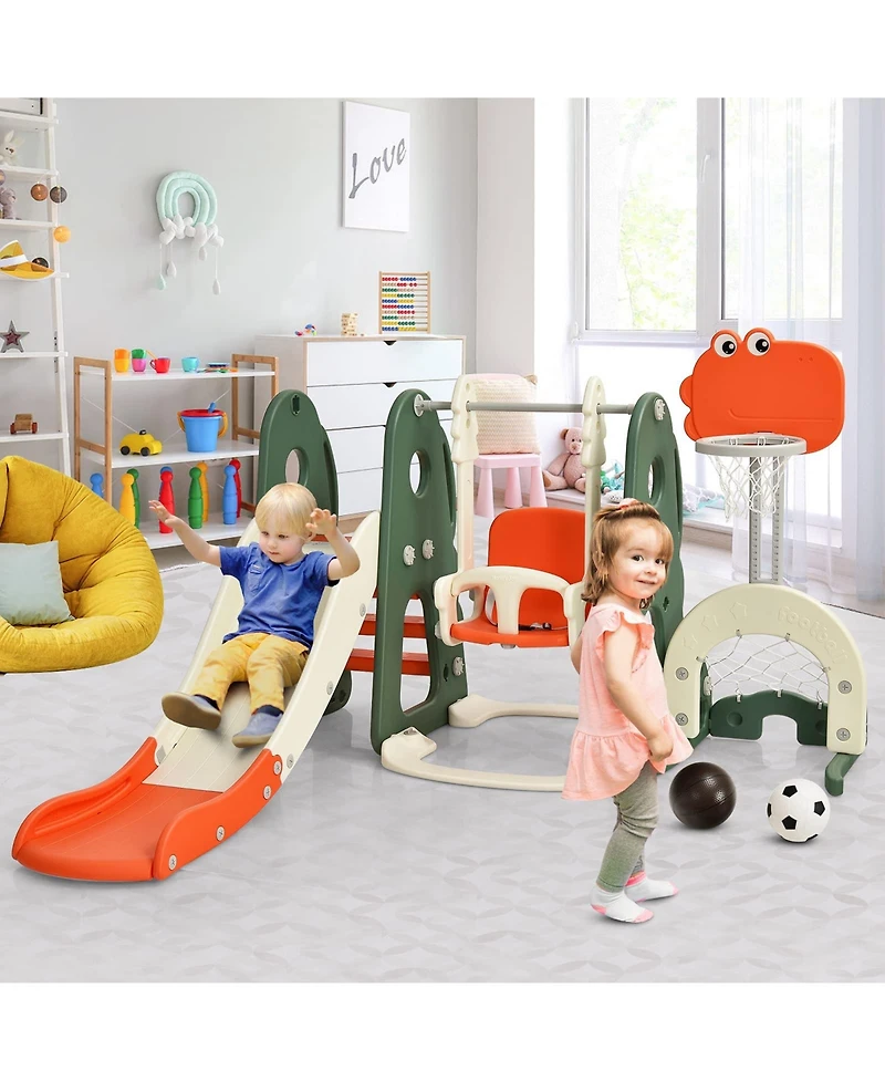 Sugift 6 in 1 Toddler Slide and Swing Set with Ball Games