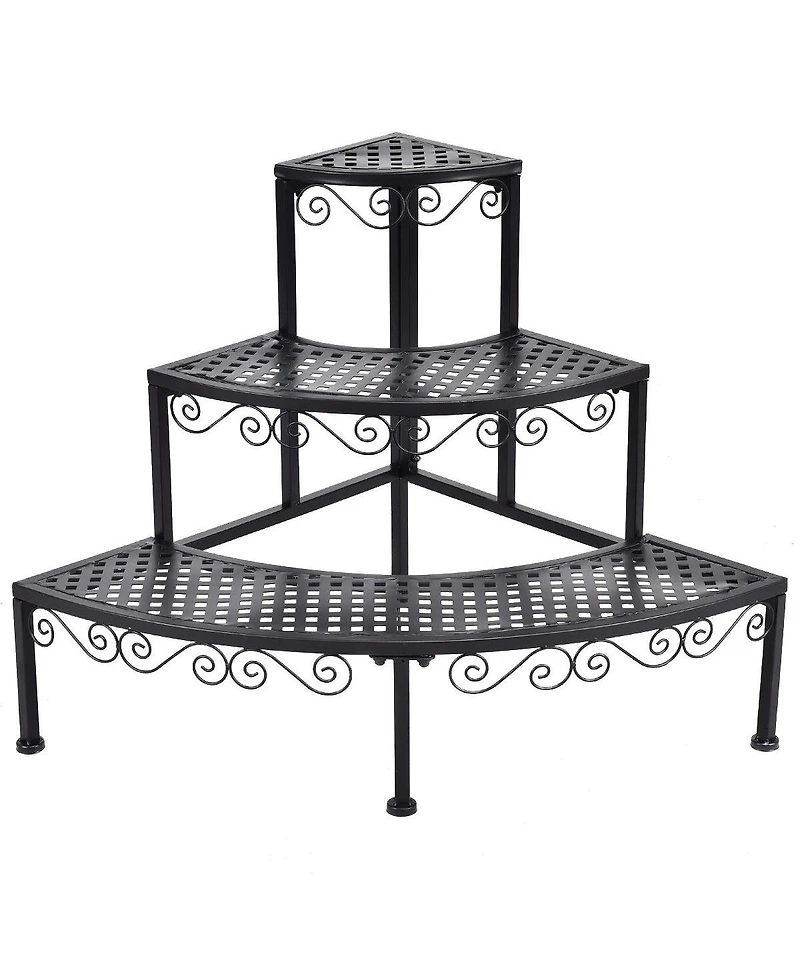 Sugift 3-Tier Corner Metal Flower Ladder Plant Stand