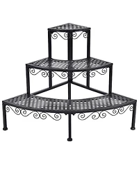 Sugift 3-Tier Corner Metal Flower Ladder Plant Stand