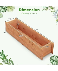 Sugift Fir Wood Planter Box with 2 Drainage Holes and 3 Added Bottom Crossbars-Orange