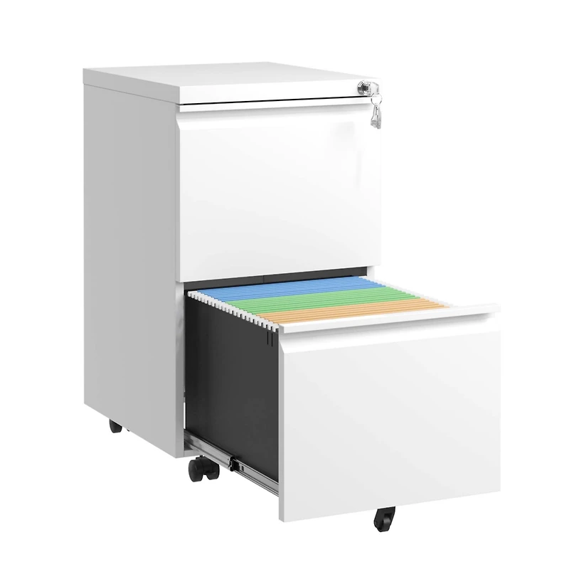 Simplie Fun 2-Drawer Mobile File Cabinet, Lockable, Fully Assembled