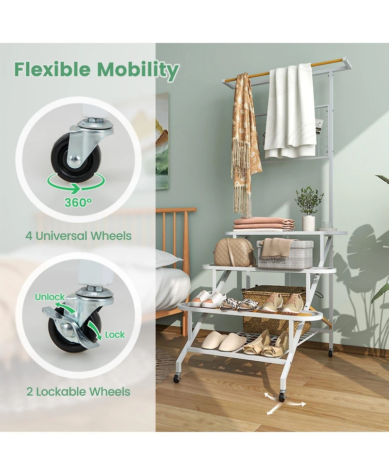 Sugift 4-Tier Hanging Plant Stand with Hanging Bar