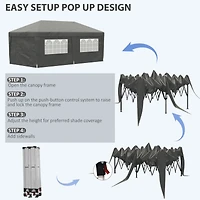 10' x 19.5' Adjustable Pop Up Canopy Tent with Sidewalls