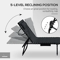 Folding Lounge Set with 5-Level Reclining Back & Padded Seat