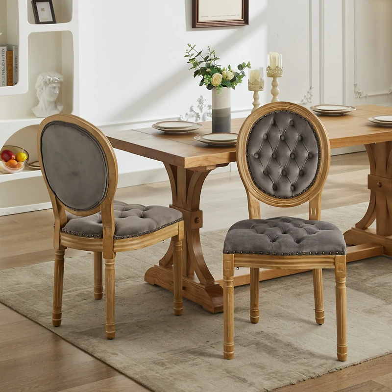 Streamdale Velvet Dining Chairs with Nailhead Trim (Set of 2)