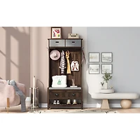 Streamdale 3-in-1 Hall Tree with Hooks, Bench, and Storage