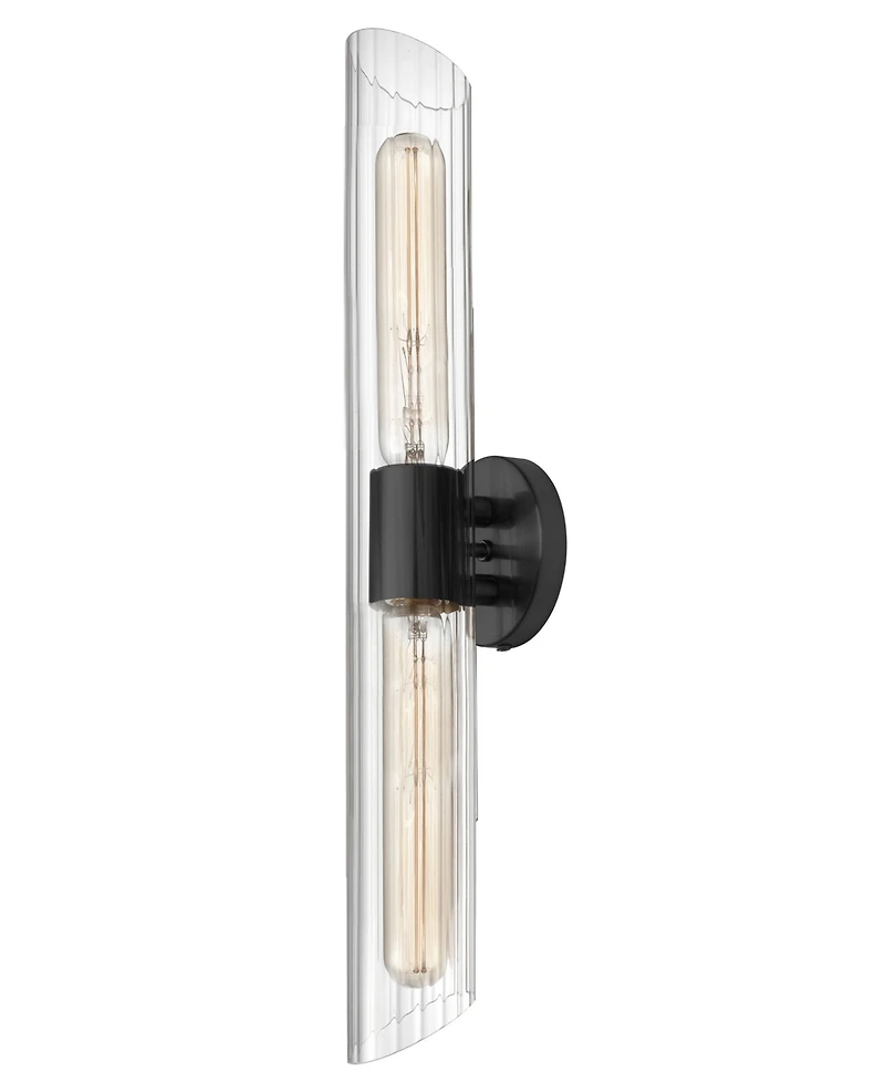 Dainolite 4.75" Glass, Metal Samantha 2 Light Tall Vanity Light with Fluted Glass