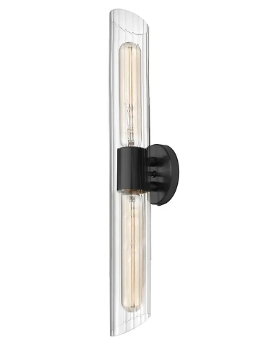 Dainolite 4.75" Glass, Metal Samantha 2 Light Tall Vanity Light with Fluted Glass