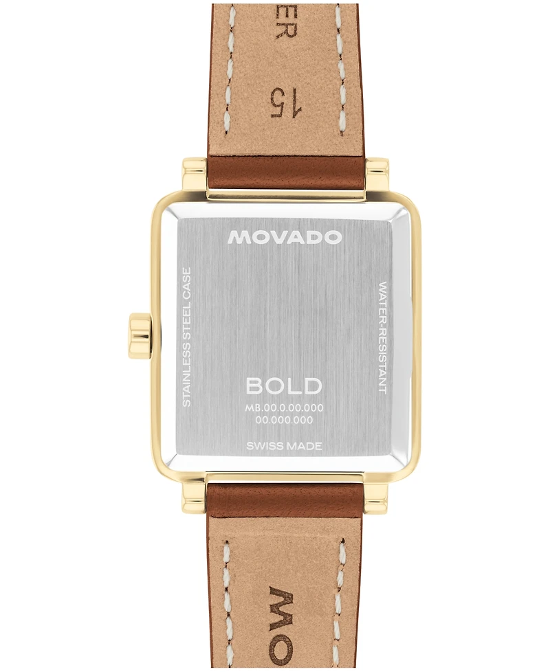 Movado Women's Bold Evolution 2.0 Swiss Quartz Cognac Leather Watch 26mm