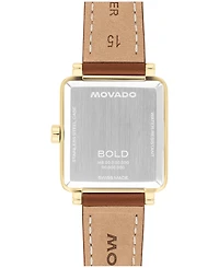 Movado Women's Bold Evolution 2.0 Swiss Quartz Cognac Leather Watch 26mm