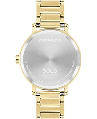 Movado Women's Bold Evolution 2.0 Swiss Quartz Ionic Plated Light Gold Steel Watch 34mm