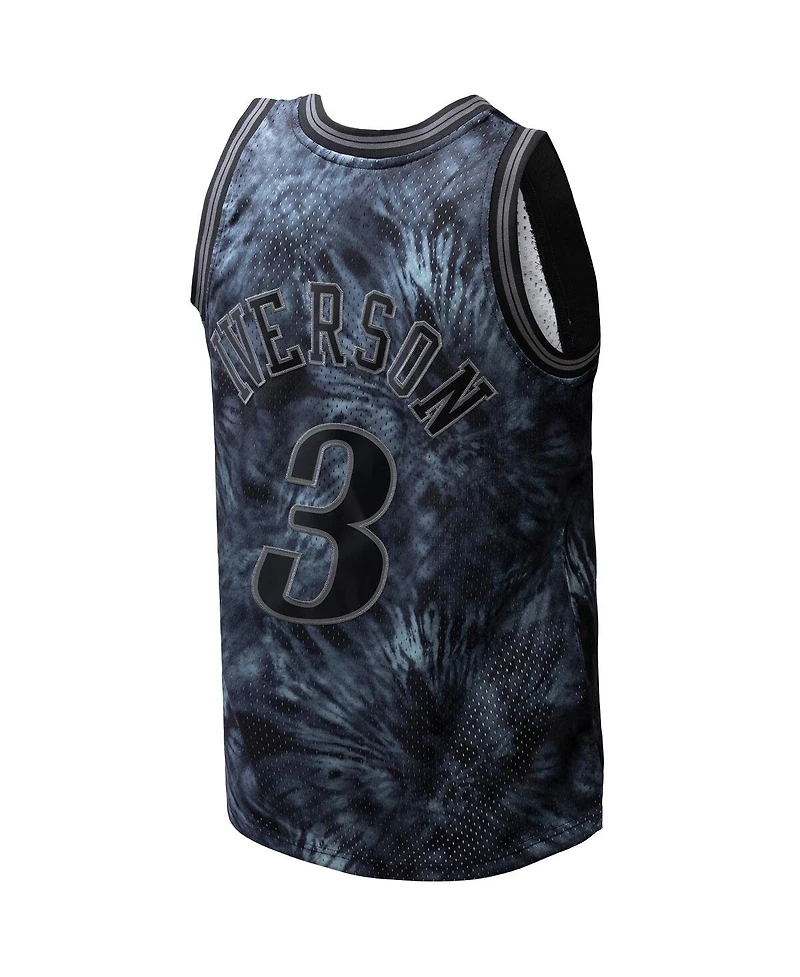 Mitchell & Ness Men's Allen Iverson Black Philadelphia 76ers Hardwood Classics 1997/98 Tie-Dye Swingman Jersey