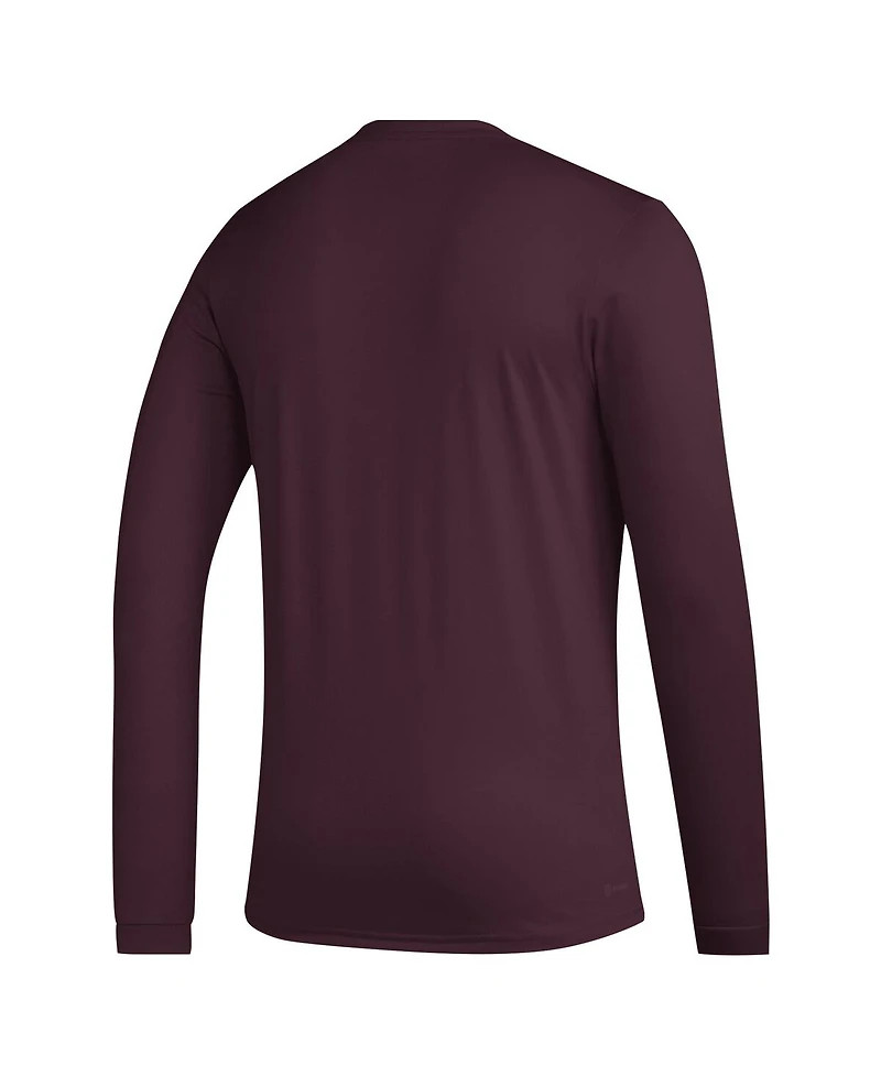 Adidas Men's Maroon Texas A&M Aggies Primary Locker Logo Pre-Game Long Sleeve T-Shirt