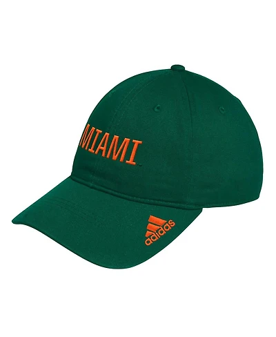 Adidas Men's Green Miami Hurricanes Locker Room Wordmark Slouch Adjustable Hat