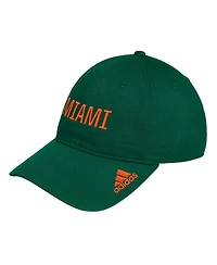 Adidas Men's Green Miami Hurricanes Locker Room Wordmark Slouch Adjustable Hat