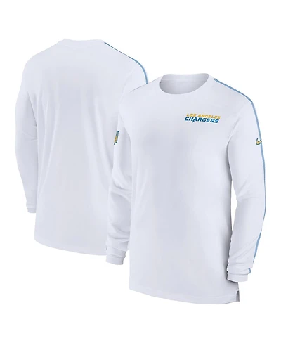 Nike Men's White Los Angeles Chargers Sideline Coach Uv Performance Long Sleeve T-Shirt