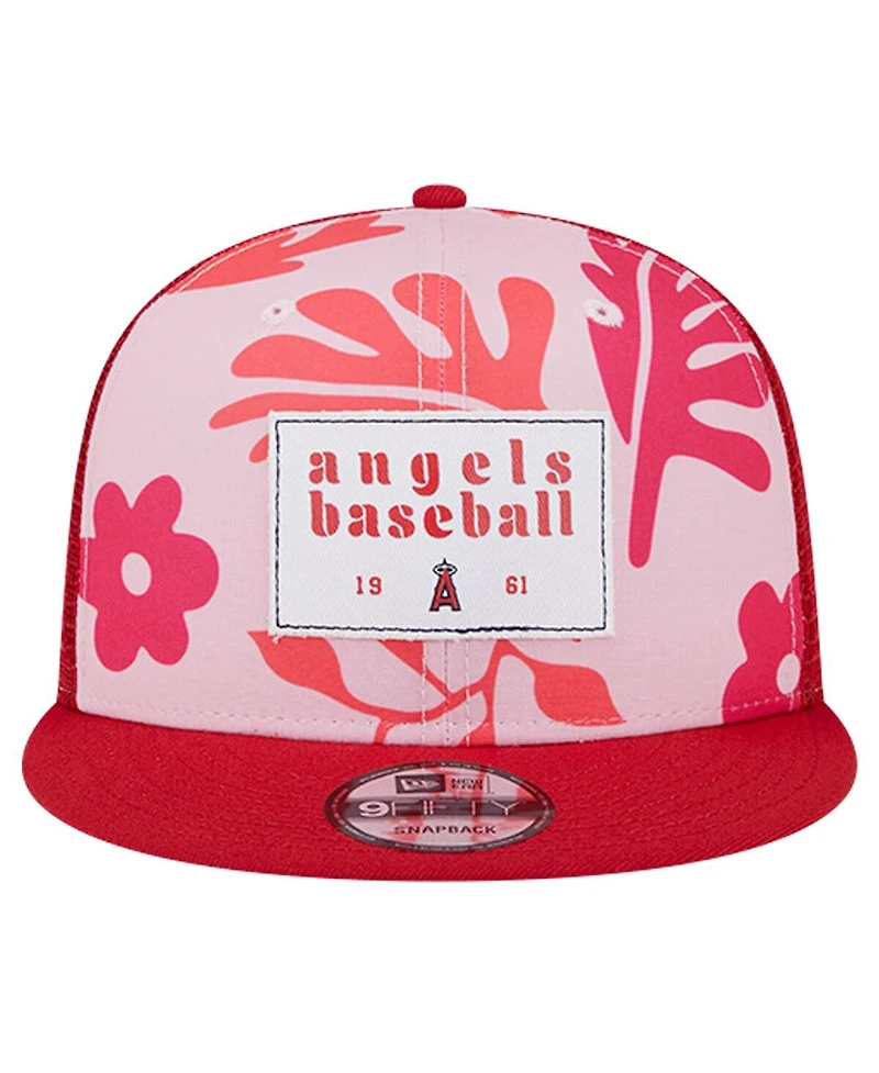 New Era Men's Red Los Angeles Angels Bikini Bottom Trucker 9FIFTY Snapback Hat