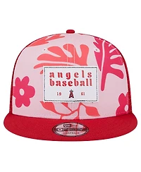New Era Men's Red Los Angeles Angels Bikini Bottom Trucker 9FIFTY Snapback Hat