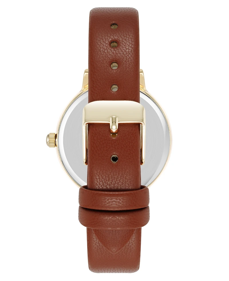 Anne Klein Women's Quartz Easy to Read Leather and Gold-Tone Alloy Metal Watch