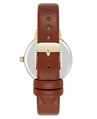 Anne Klein Women's Quartz Easy to Read Leather and Gold-Tone Alloy Metal Watch