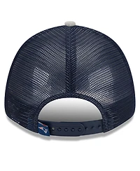 New Era Men's Heather Gray/Navy New England Patriots Pop Trucker 9FORTY Adjustable Hat