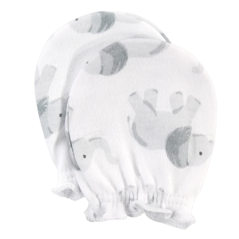 Hudson Baby Infant Cotton Scratch Mittens 10pk, Gray Elephant, One Size
