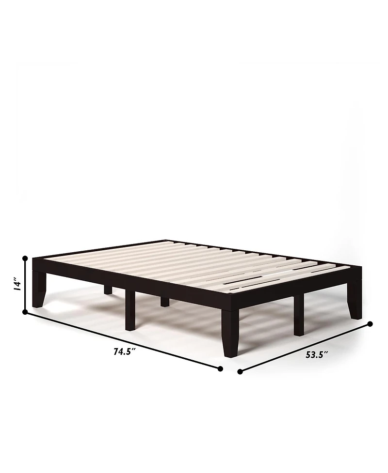 Gymax 14'' Full Size Wooden Platform Bed Frame w/ Strong Slat Support Espresso