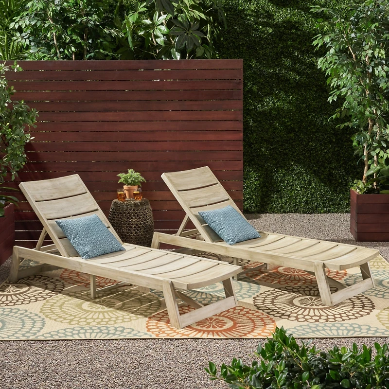 Streamdale Acacia Wood Chaise Lounge Set (Set Of 2)