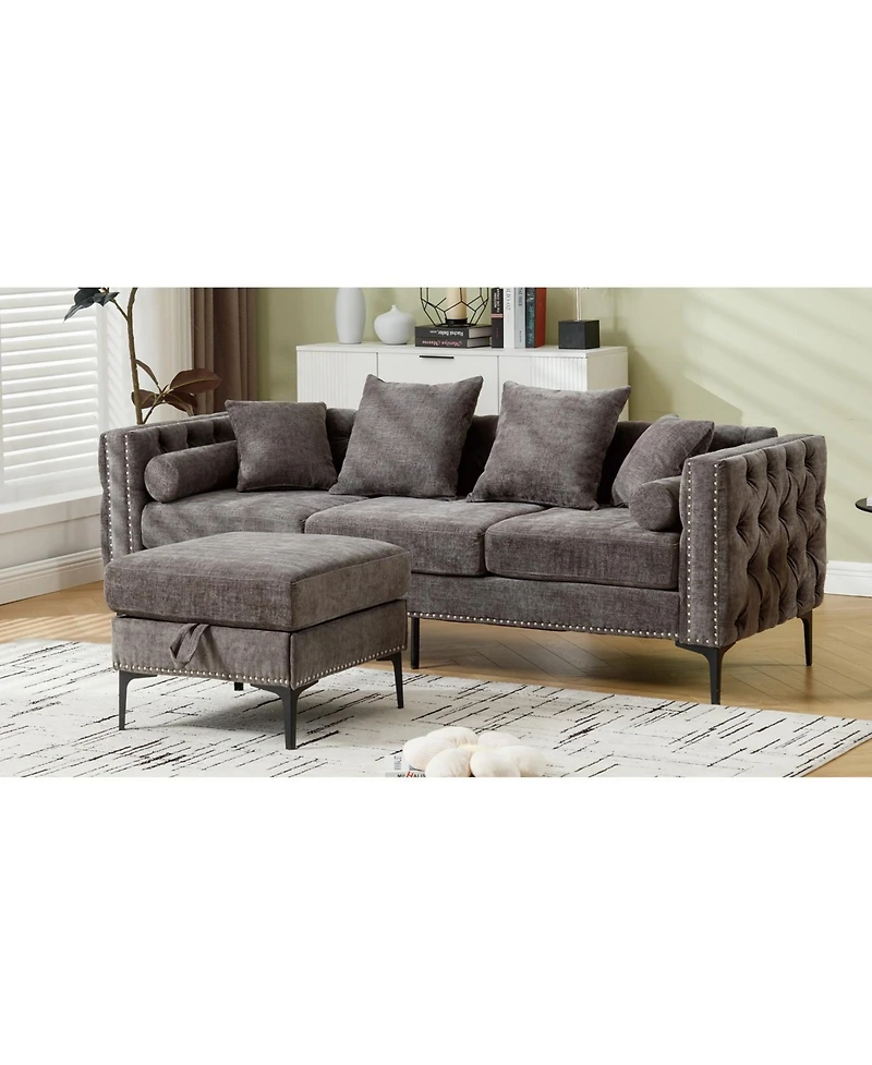 Streamdale Furniture Modern Tufted L-Shaped Sectional with Ottoman and Storage