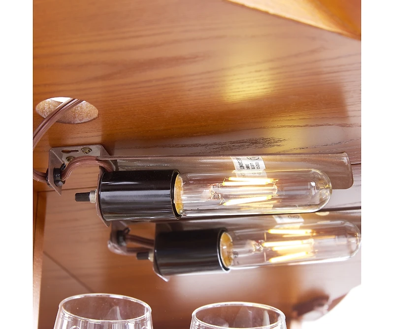 Simplie Fun Lighted Glass Curio Cabinet with Crown Corner