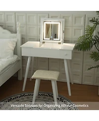 Streamdale Furniture Led Vanity Desk with Mirror, Power Outlet, and Storage