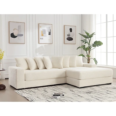 Streamdale Furniture Oversized Velvet L-Shaped Corner Sofa with Pillows