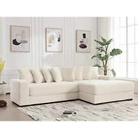 Streamdale Furniture Oversized Velvet L-Shaped Corner Sofa with Pillows