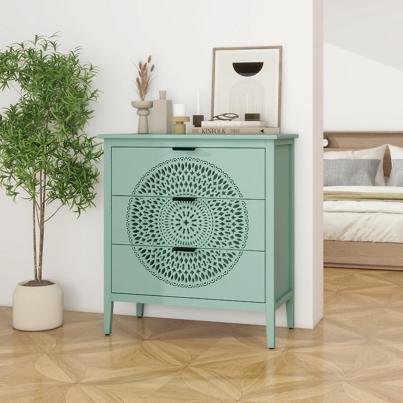 Streamdale Carved Wood Dresser with Storage